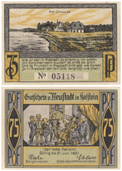 Бона. Германия. Нойштадт-ин-Хольштайн 75 пфеннигов 1921 год. Пляж. Нотгельд. (XF)