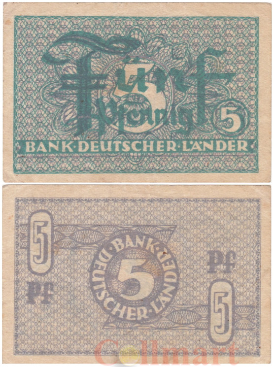  Бона. Германия (ФРГ) 5 пфеннингов 1948 год. (VF) 