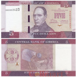 Бона. Либерия 5 долларов 2016 год. Эдвард Джеймс Рой. (Пресс)