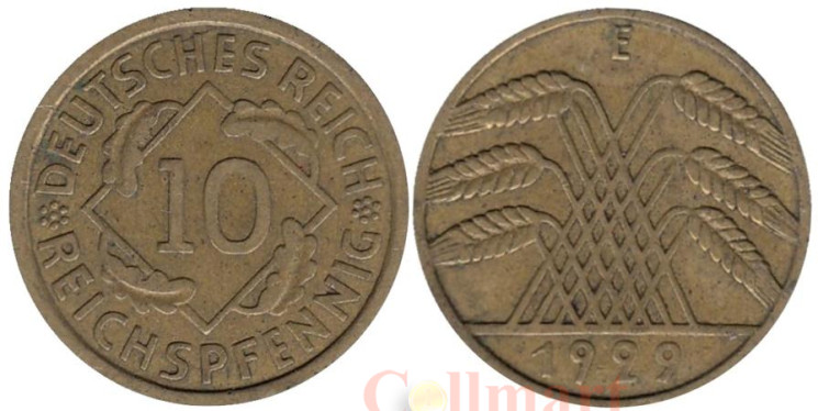  Веймарская республика. 10 рейхспфеннигов 1929 год. (E) 