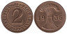  Веймарская республика. 2 рейхспфеннига 1936 год. (F) 