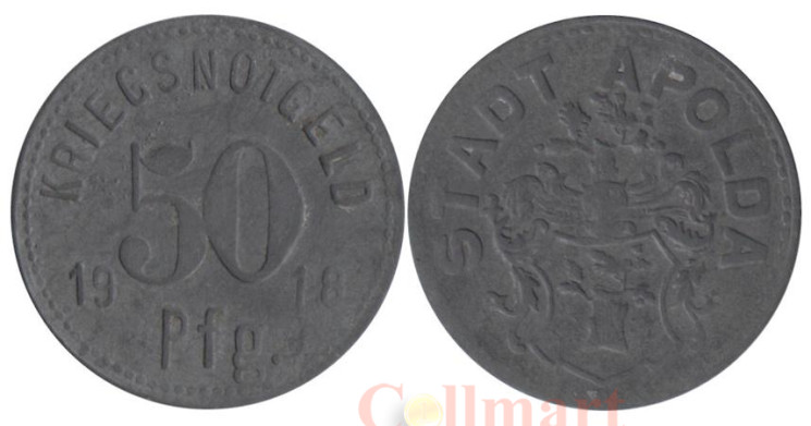  Германия. Апольда. 50 пфеннигов 1918 год. Нотгельд. 
