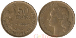 Франция. 50 франков 1953 год. Тип Жиро. Галльский петух. (Без отметки монетного двора)
