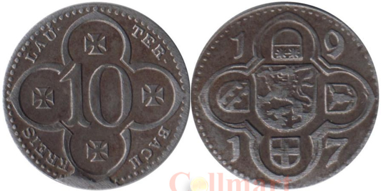  Германия. Лаутербах. 10 пфеннигов 1917 год. Нотгельд. 