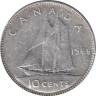  Канада. 10 центов 1966 год. Парусник. 