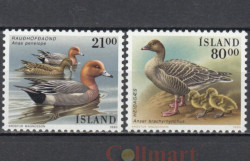 Набор марок. Исландия 1990 год. Птицы. Утки. (2 марки)