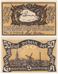 Бона. Германия. Зюдербраруп 50 пфеннигов 1920 год. Нотгельд. (XF)