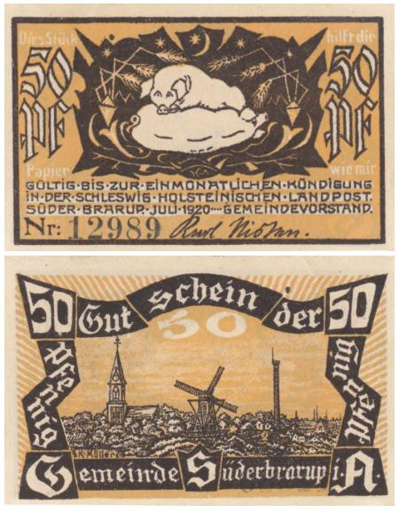  Бона. Германия. Зюдербраруп 50 пфеннигов 1920 год. Нотгельд. (XF) 