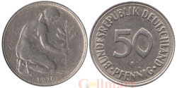 Германия (ФРГ). 50 пфеннигов 1970 год. Женщина, сажающая росток дуба. (F)