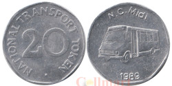 Великобритания. Национальный транспортный токен 20 пенсов. N.C. Midi 1989.