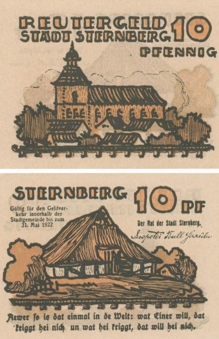  Бона. Германия. Штернберг 10 пфеннигов 1922 год. Нотгельд. (XF) 