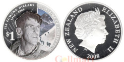Новая Зеландия. 1 доллар 2008 год. Сэр Эдмунд Хиллари.