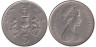  Великобритания. 5 новых пенсов 1969 год. Корона над цветком репейника (эмблема Шотландии). 