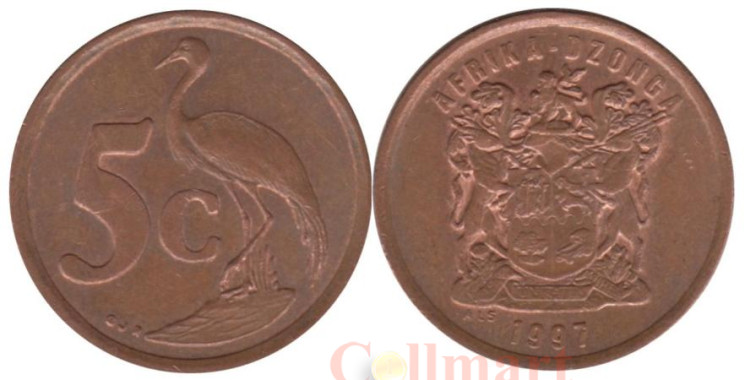  ЮАР. 5 центов 1997 год. Африканская красавка. 