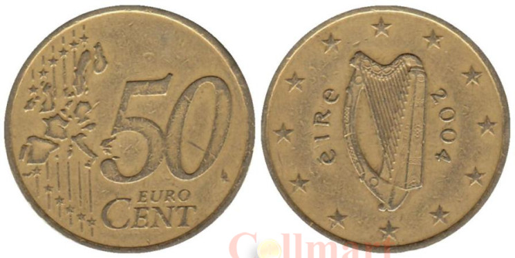  Ирландия. 50 евроцентов 2004 год. Арфа. 