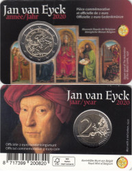 Бельгия. 2 евро 2020 год. 630 лет со дня рождения Яна ван Эйка. (в открытке)