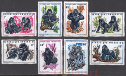 Набор марок. Руанда 1970 год. Горные гориллы. (8 марок)