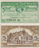  Бона. Германия. Вунсторф 5 пфеннигов 1920 год. Замок. Нотгельд. (XF) 