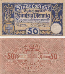 Бона. Германия. Кобленц 50 пфеннигов 1919 год. Нотгельд. (VF)