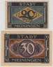  Набор банкнот. Германия. Мейнинген 20 и 30 пфеннигов 1921 год. Нотгельды, 2 штуки. (VF) 