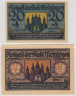  Набор банкнот. Германия. Мейнинген 20 и 30 пфеннигов 1921 год. Нотгельды, 2 штуки. (VF) 