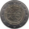  Словакия. 2 евро 2009 год. 10 лет монетарной политики ЕС (EMU) и введения евро. 