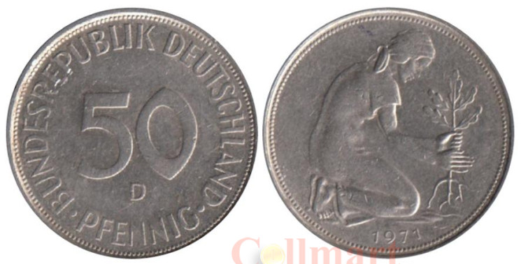  ФРГ. 50 пфеннигов 1971 год. (D) 