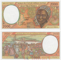Бона. Центральная Африка, Габон (литера L) 2000 франков 2000 год. Тропические фрукты. P-403Lg (Пресс)