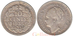 Нидерланды. 10 центов 1935 год. Вильгельмина I.