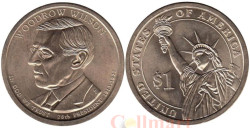 США. 1 доллар 2013 год. 28-й президент Томас Вудро Вильсон (1913–1921). (D)