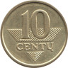 Литва. 10 центов 2007 год. Герб Литвы - Витис. 