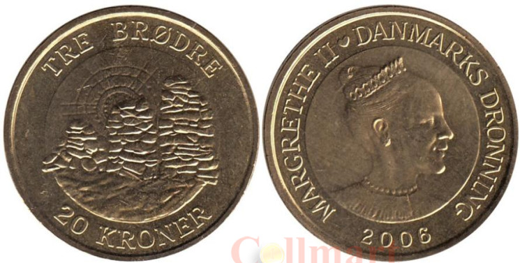  Дания. 20 крон 2006 год. Три брата, западное побережье Гренландии. 