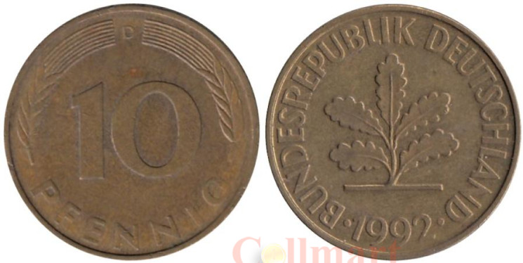  ФРГ. 10 пфеннигов 1992 год. (D) 