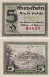 Бона. Германия. Кала 5 пфеннигов 1921 год. Замок на холме. Нотгельд. (XF)