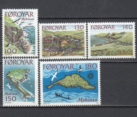  Набор марок. Фарерские Острова 1978 год. Пейзажи острова Микинес. (5 марок) 