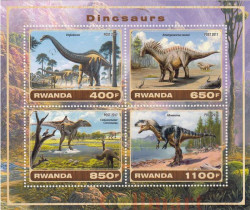 Почтовый блок. Руанда: Неофициальный выпуск. Динозавры.