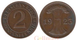 Веймарская республика. 2 рентенпфеннига 1923 год. (D)