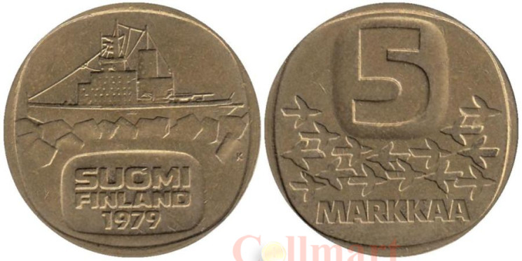  Финляндия. 5 марок 1979 год. Ледокол Урхо. 