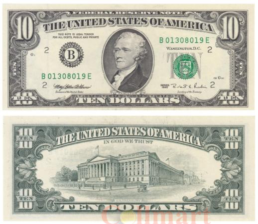  Бона. США 10 долларов 1995 год. Александр Гамильтон. (Пресс) 