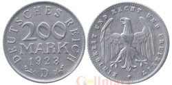 Германия (Веймарская республика). 200 марок 1923 год. Герб. (D)