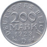  Германия (Веймарская республика). 200 марок 1923 год. Герб. (D) 