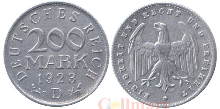 Веймарская республика. 200 марок 1923 год. (D) 