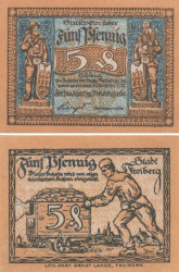 Бона. Германия. Фрайберг 5 пфеннигов 1921 год. Нотгельд. (XF)
