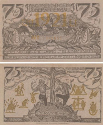 Бона. Германия. Обераммергау 75 пфеннигов 1921 год. Нотгельд. (XF)