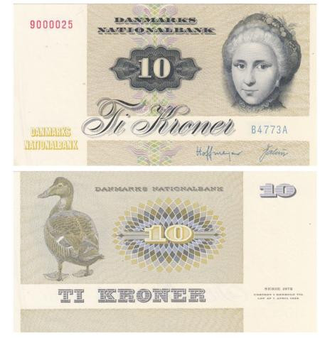  Бона. Дания 10 крон 1977 год. Катрин София Кирхгоф. (Пресс) 
