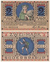 Бона. Германия. Зюдербраруп 2 марки 1920 год. Нотгельд. (XF)