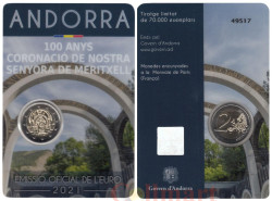 Андорра. 2 евро 2021 год. 100 лет коронации Богоматери Меричельской.