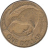  Новая Зеландия. 1 доллар 1991 год. Птица Киви. 
