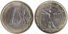  Италия. 1 евро 2008 год. Витрувианский человек. 