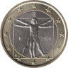  Италия. 1 евро 2008 год. Витрувианский человек. 